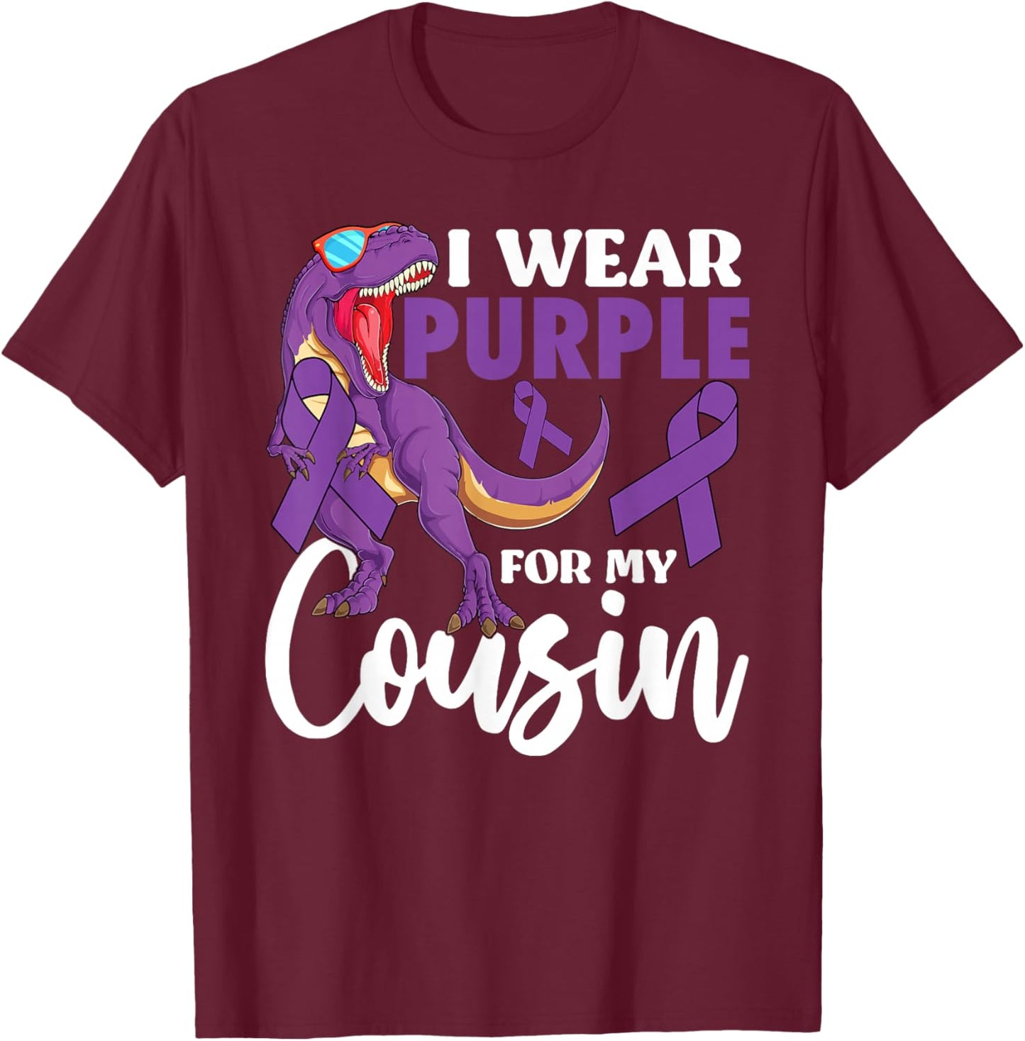 I Wear Purple For My Cousin Epilepsy Awareness Boho Rainbow T-Shirt - T-Shirt | Maroon