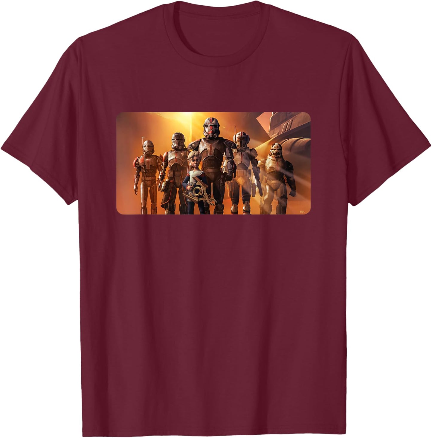 Star Wars The Bad Batch Clone Force 99 Team Sunset Lighting T-Shirt - T-Shirt | Maroon