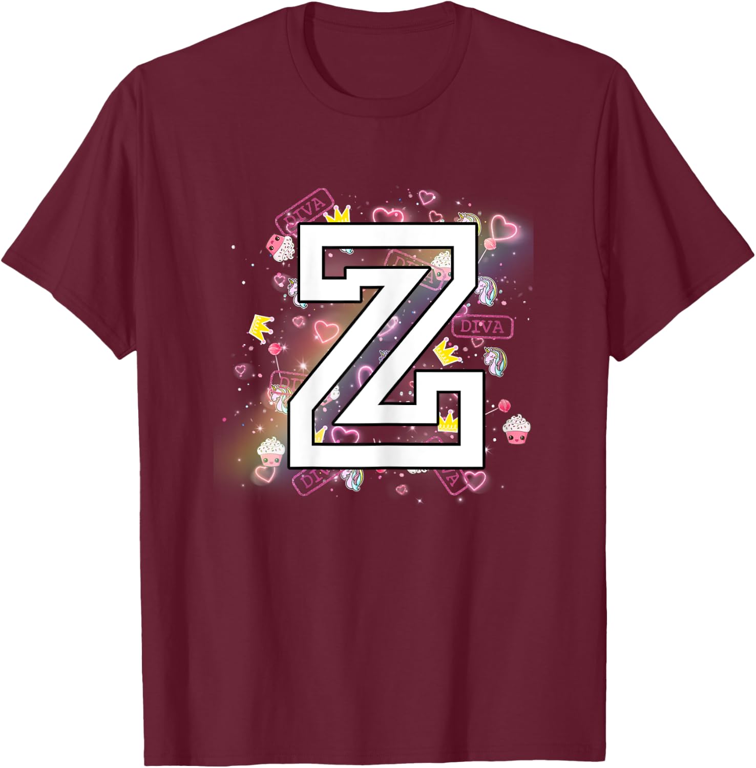 Kids Letter Z Clothing For a Girl Who's Name Starts With Z T-Shirt - T-Shirt | Maroon