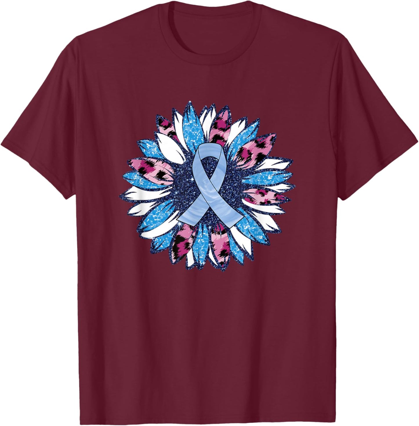 Blue Sunflower Diabetes Awareness Men Women Warrior T-Shirt - T-Shirt | Maroon