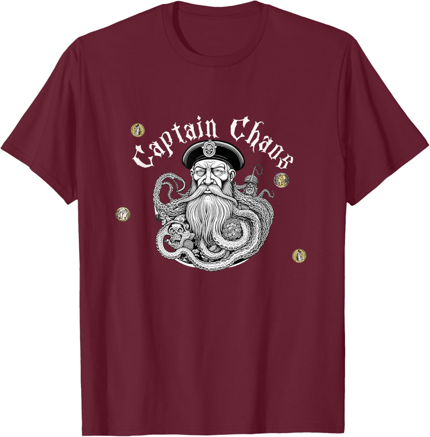 Retro Captain Chaos Casual Comfortable and Funny T-Shirt - T-Shirt | Maroon