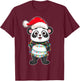 Christmas Lights Panda Wearing Xmas Hat - Cute Panda Lover T-Shirt - T-Shirt | Maroon