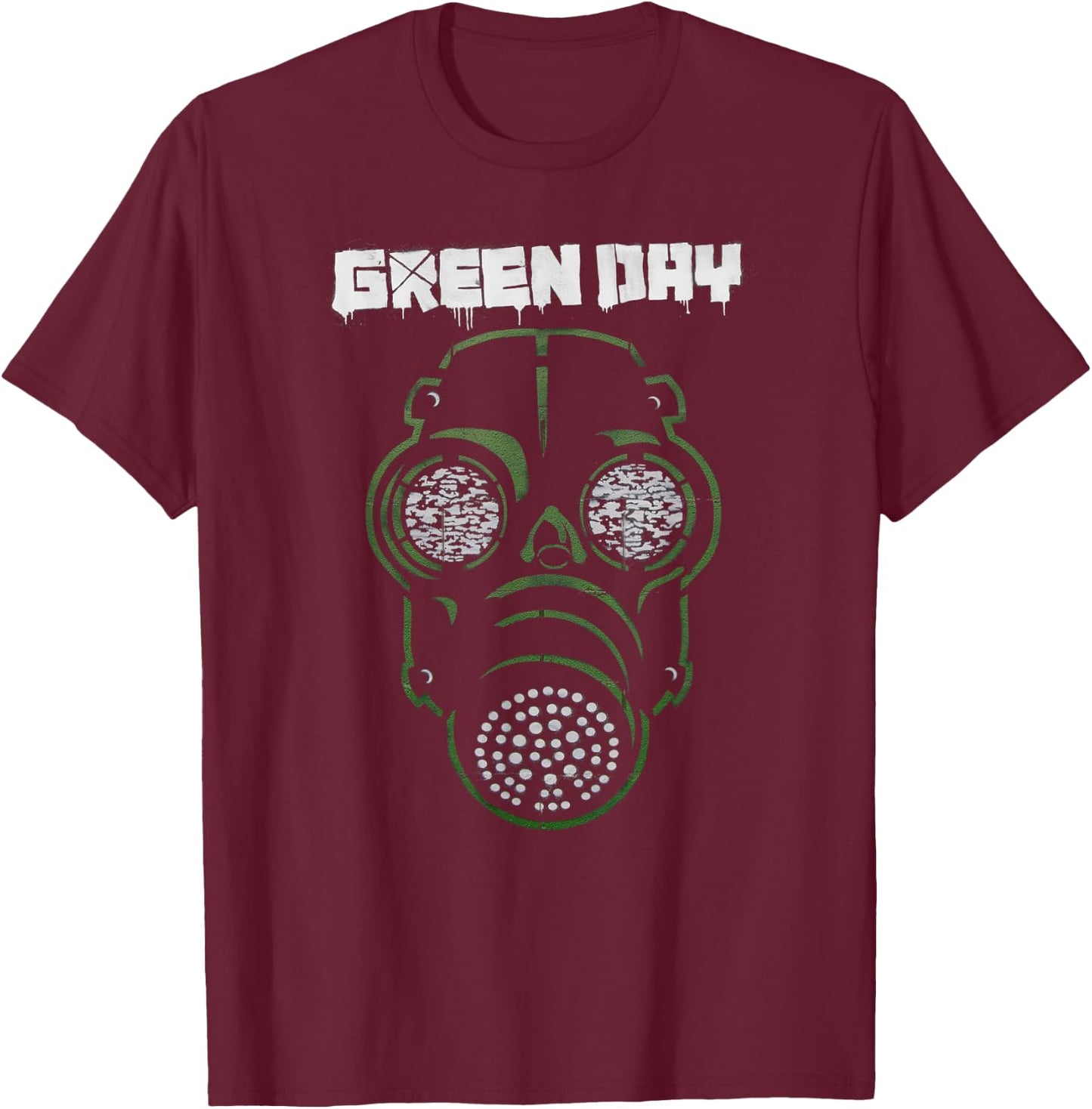 Green Day Gas Mask T-Shirt - T-Shirt | Maroon