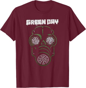 Green Day Gas Mask T-Shirt - T-Shirt | Maroon