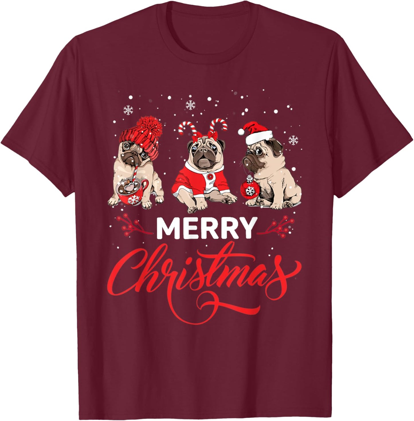 Pug Ugly Christmas Sweater Men Kids Dog Lover T-Shirt - T-Shirt | Maroon