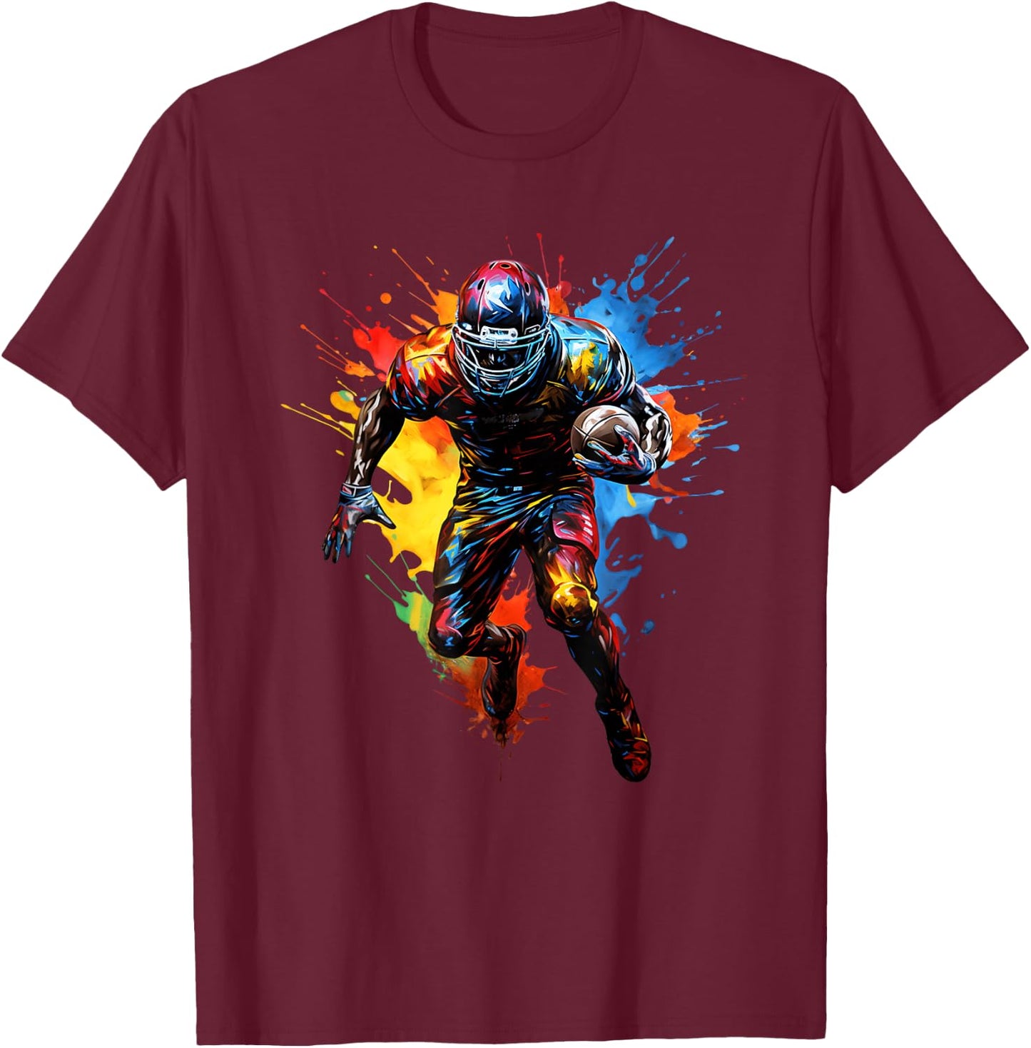 American Football Player Paint T-Shirt - T-Shirt | Maroon