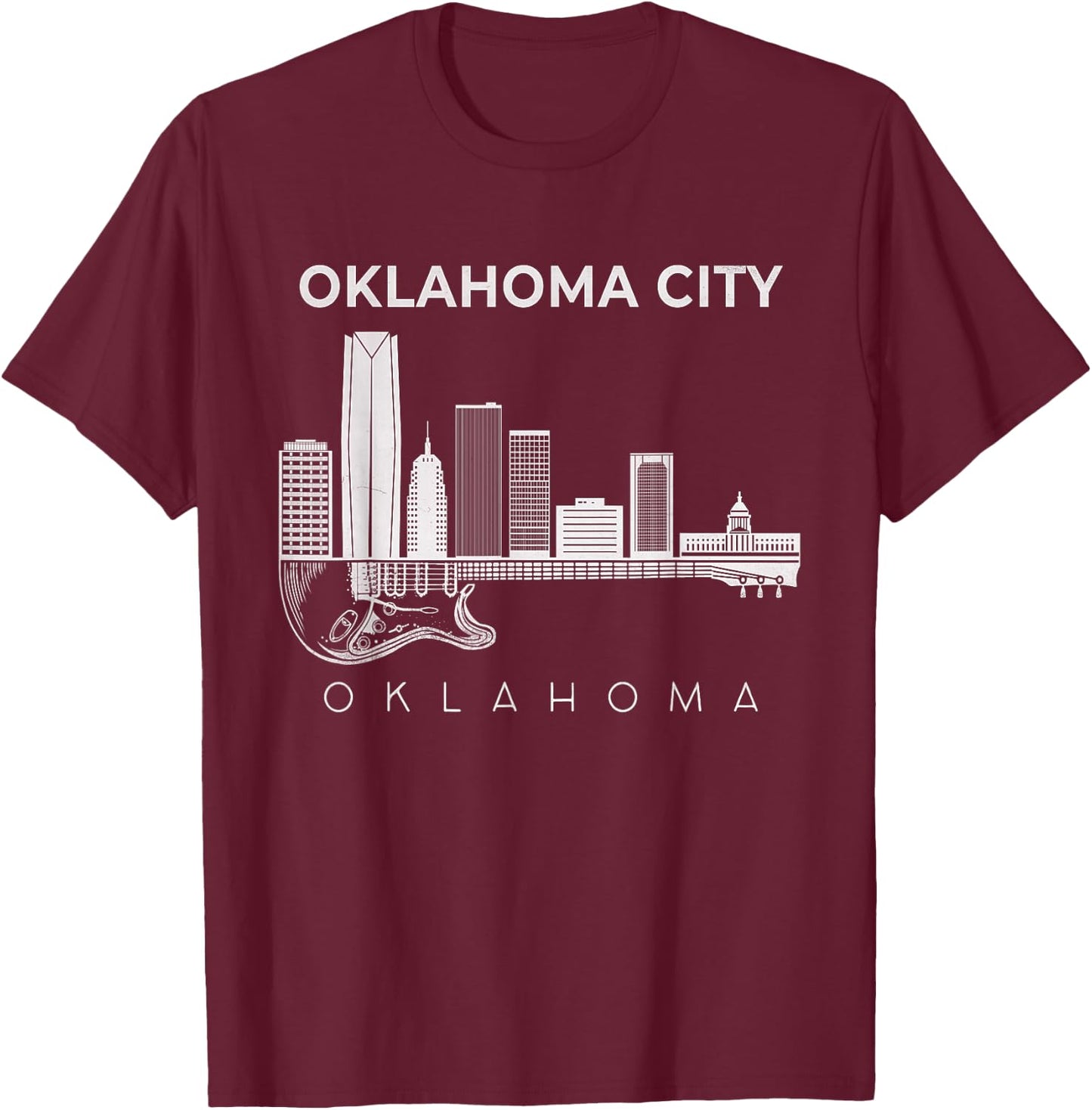 Oklahoma Souvenir Men Music Guitar Souvenir Oklahoma City T-Shirt - T-Shirt | Maroon