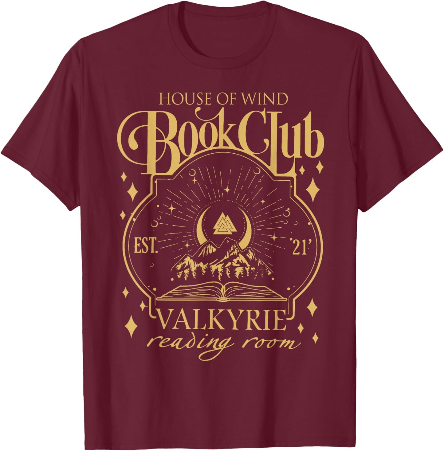 House Of Wind Book Club, Valkyrie Reading Room T-Shirt - T-Shirt | Maroon