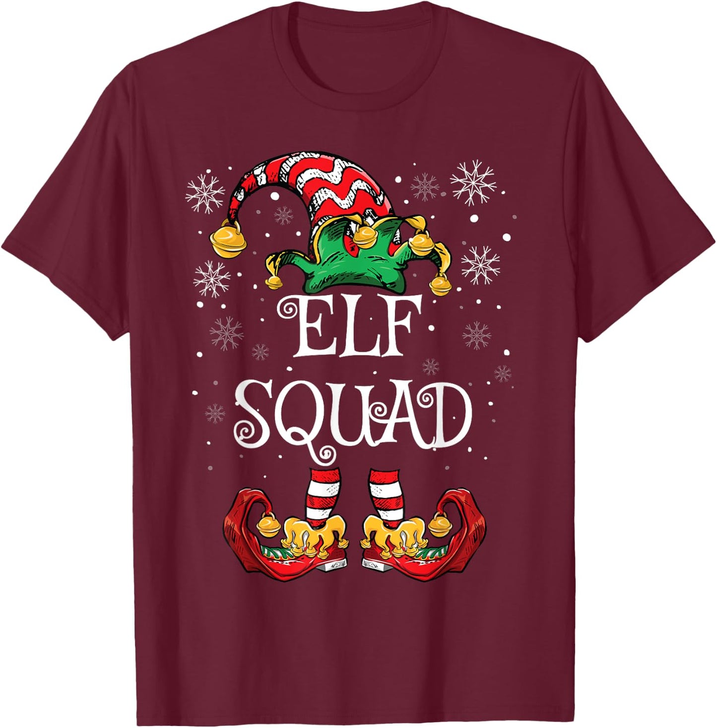 Elf Squad Christmas Family Matching Christmas T-Shirt - T-Shirt | Maroon