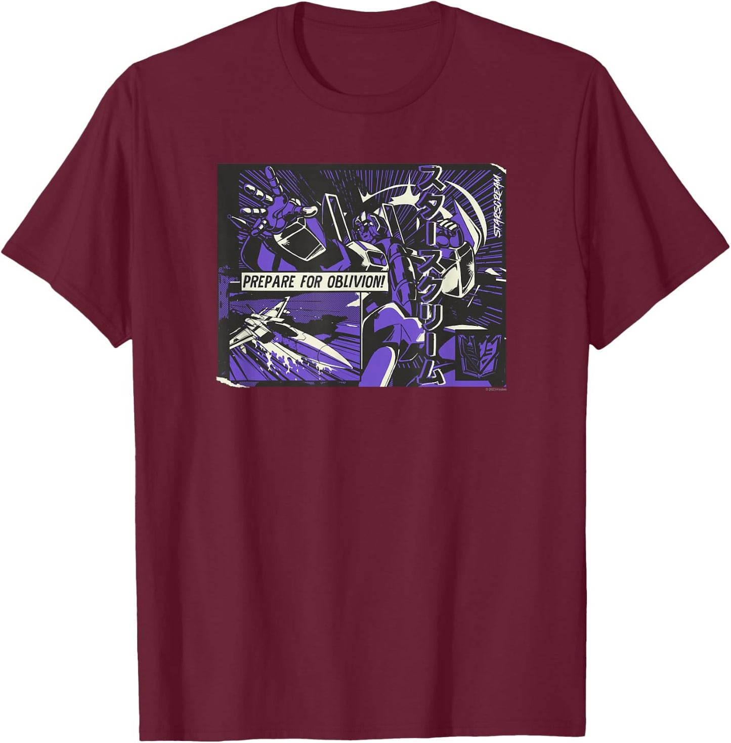 Transformers Starscream Prepare for Oblivion! Japanese Comic T-Shirt - T-Shirt | Maroon