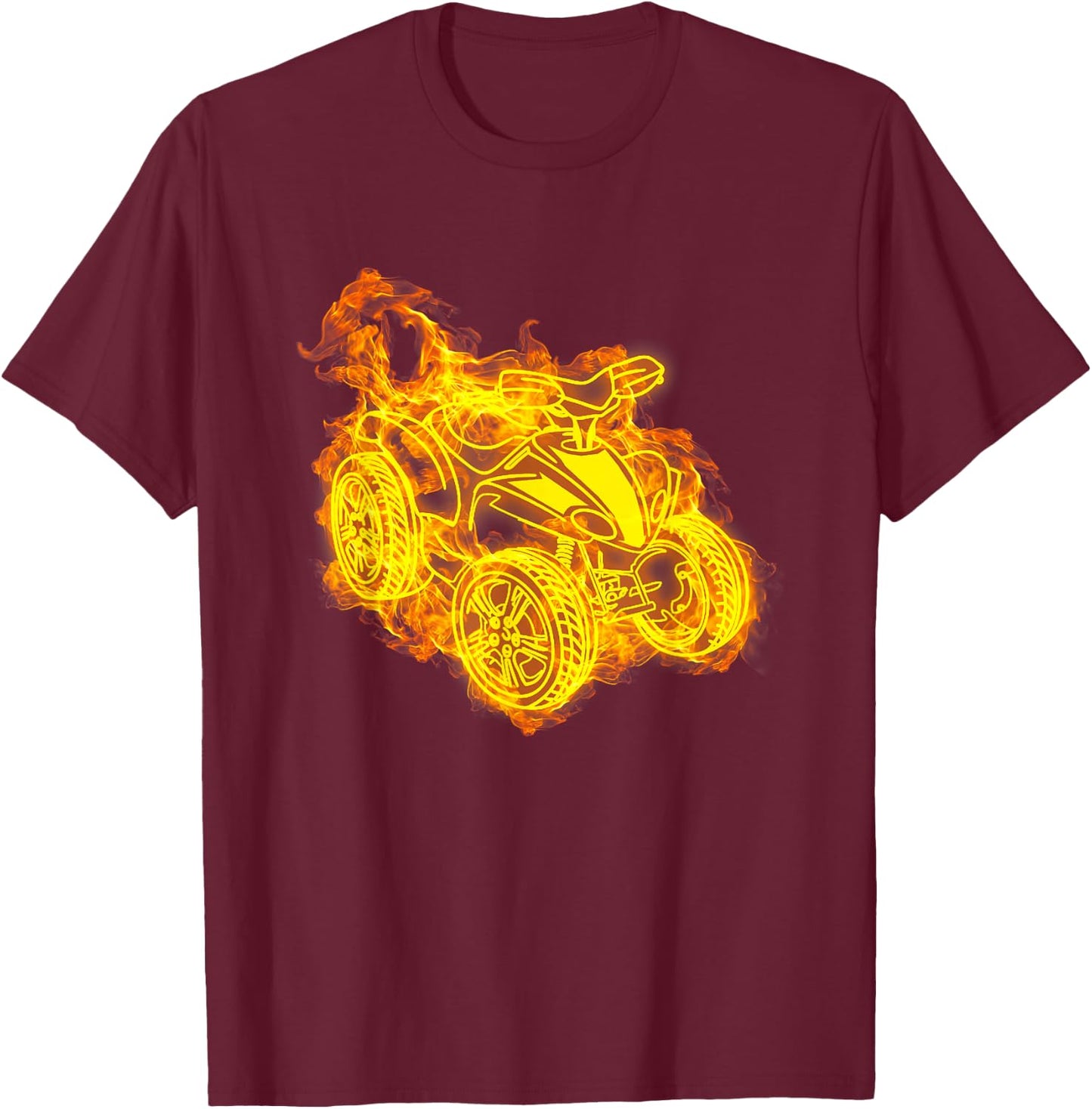 Fire Four Wheeler Quad Bike Flames Quad Biker T-Shirt - T-Shirt | Maroon
