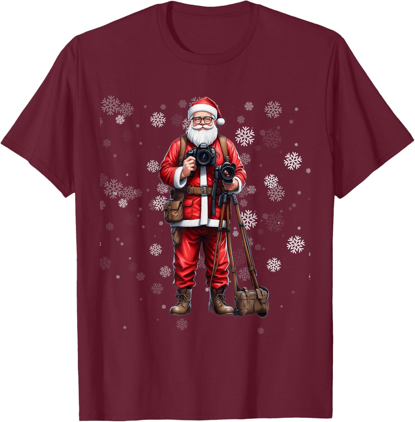 Santa Photographer Funny Holiday Christmas Pajama T-Shirt - T-Shirt | Maroon