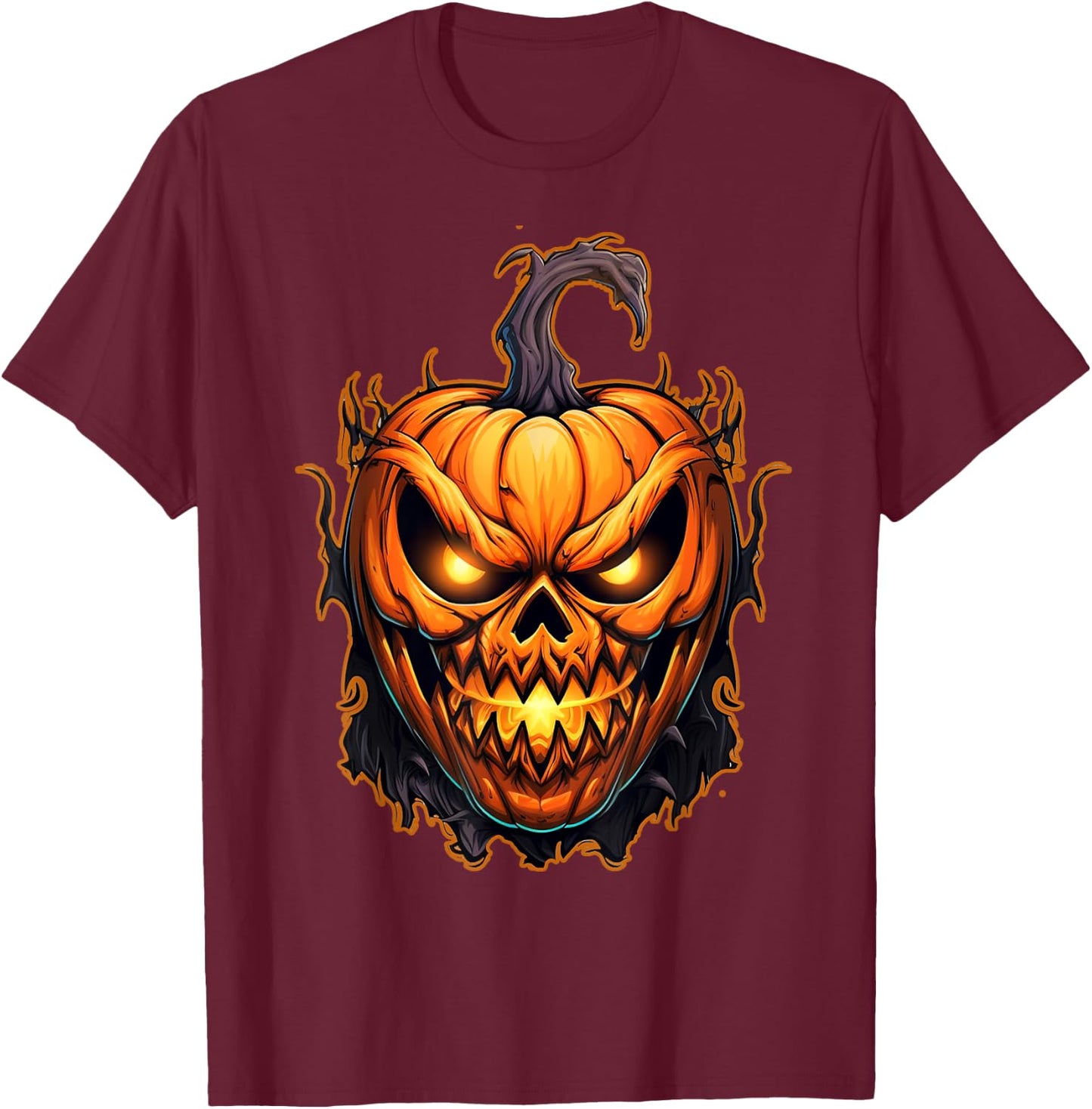 Funny Fall Autumn Halloween Scary Pumpkin lazy Costume T-Shirt - T-Shirt | Maroon