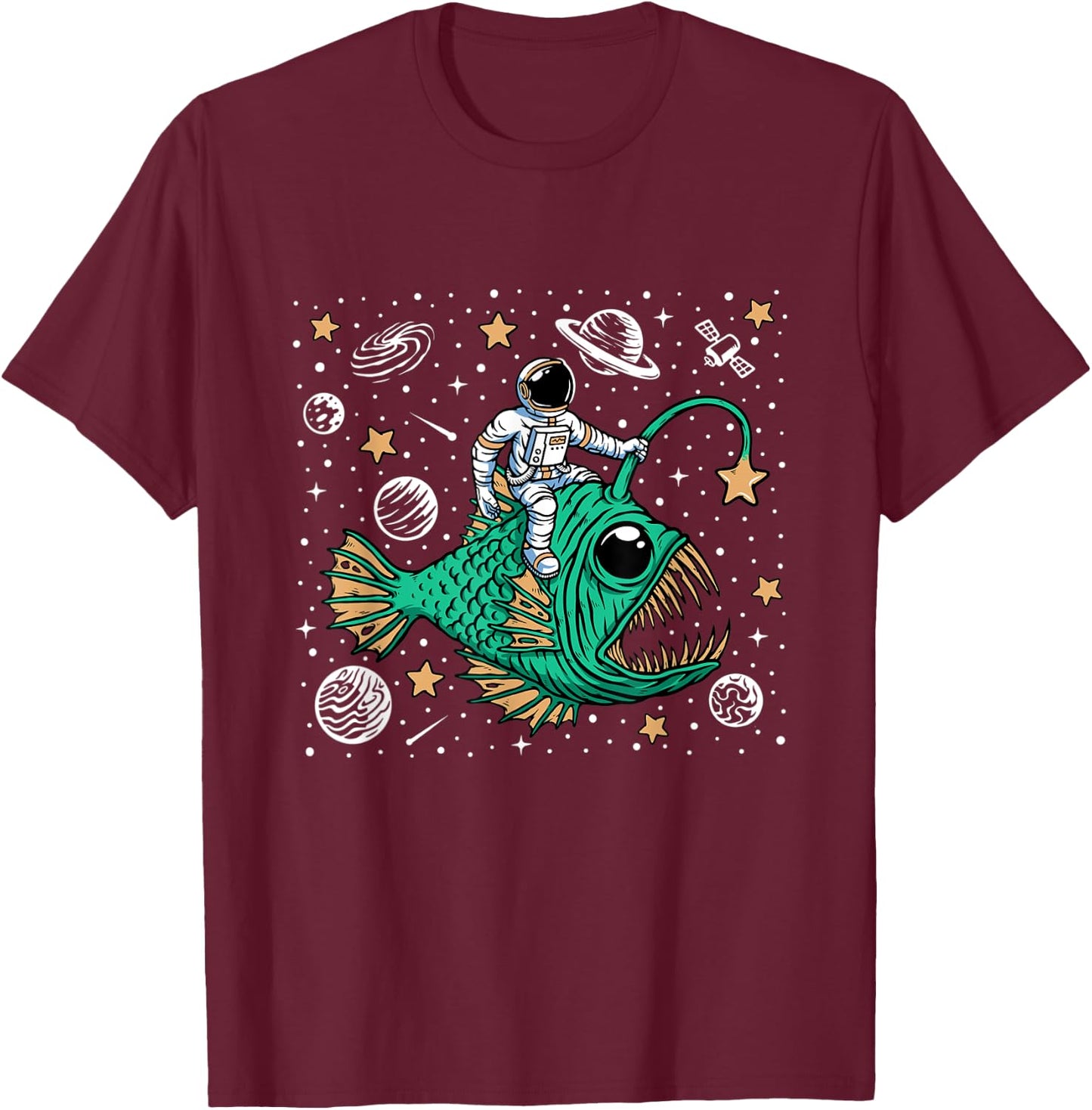 deep sea fish Astronaut party outfit Spaceman T-Shirt - T-Shirt | Maroon