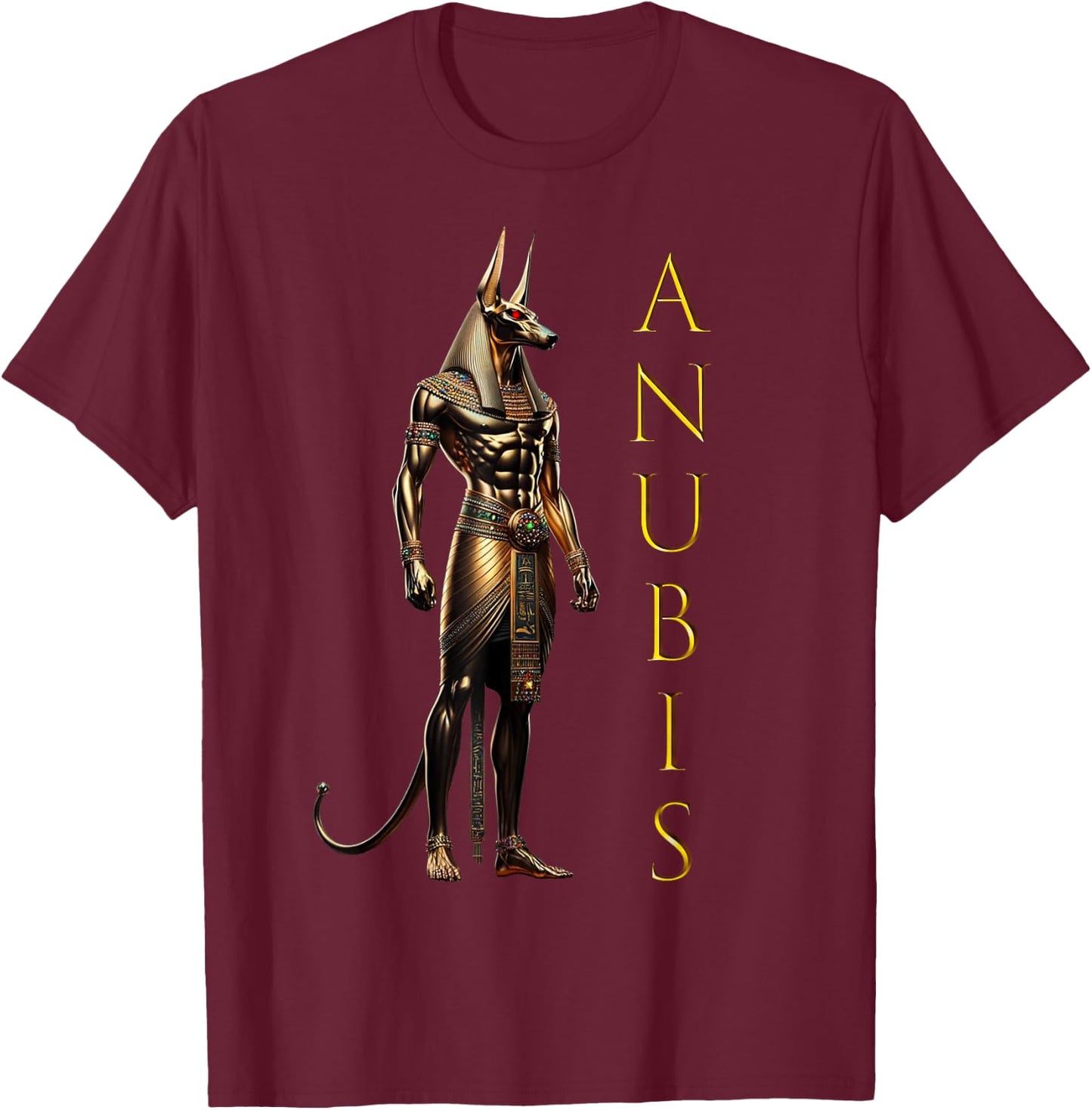Anubis Egyptian God King Pharaoh Mythology Afterlife Design T-Shirt - T-Shirt | Maroon