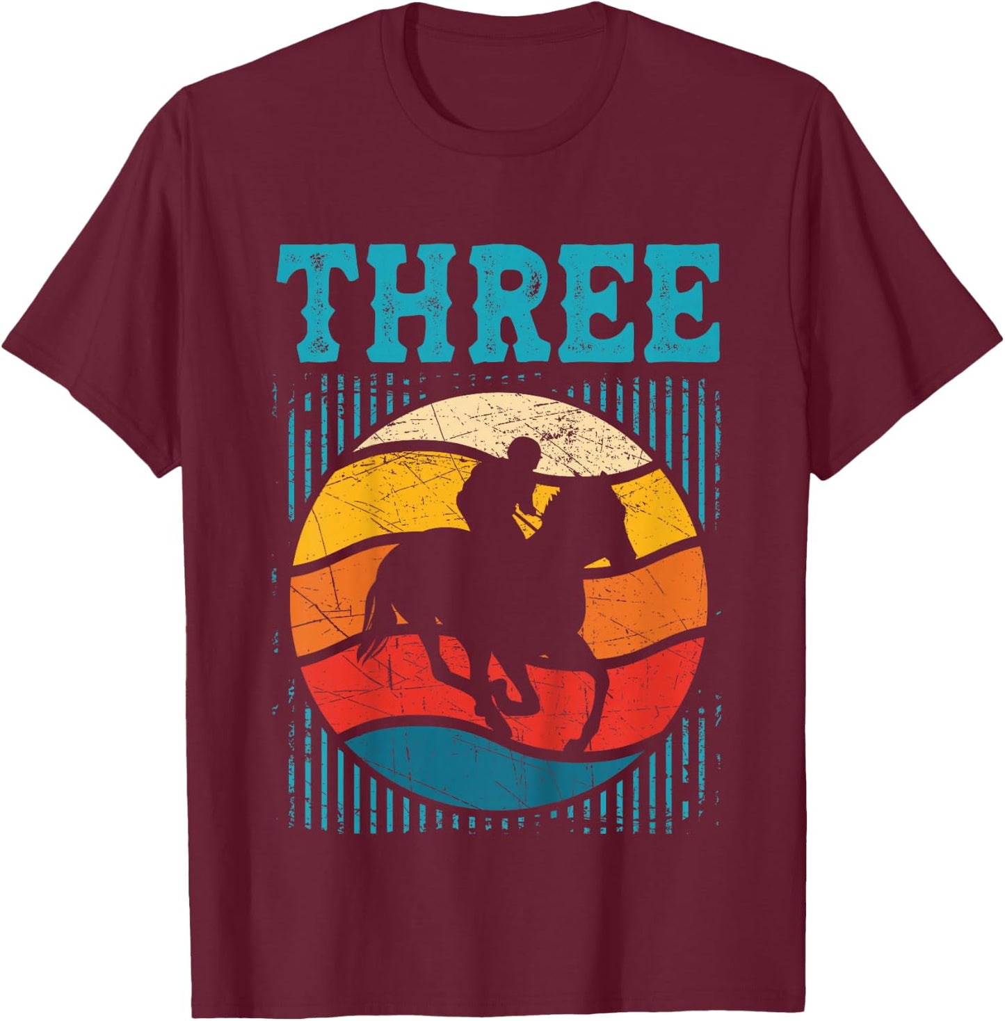 Kids 3rd Birthday Horse Rider Fan 3 Years old Girls Boys Kids T-Shirt - T-Shirt | Maroon