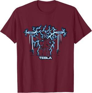 Nikola Tesla, Mad Scientist | Science Engineering T-Shirt - T-Shirt | Maroon