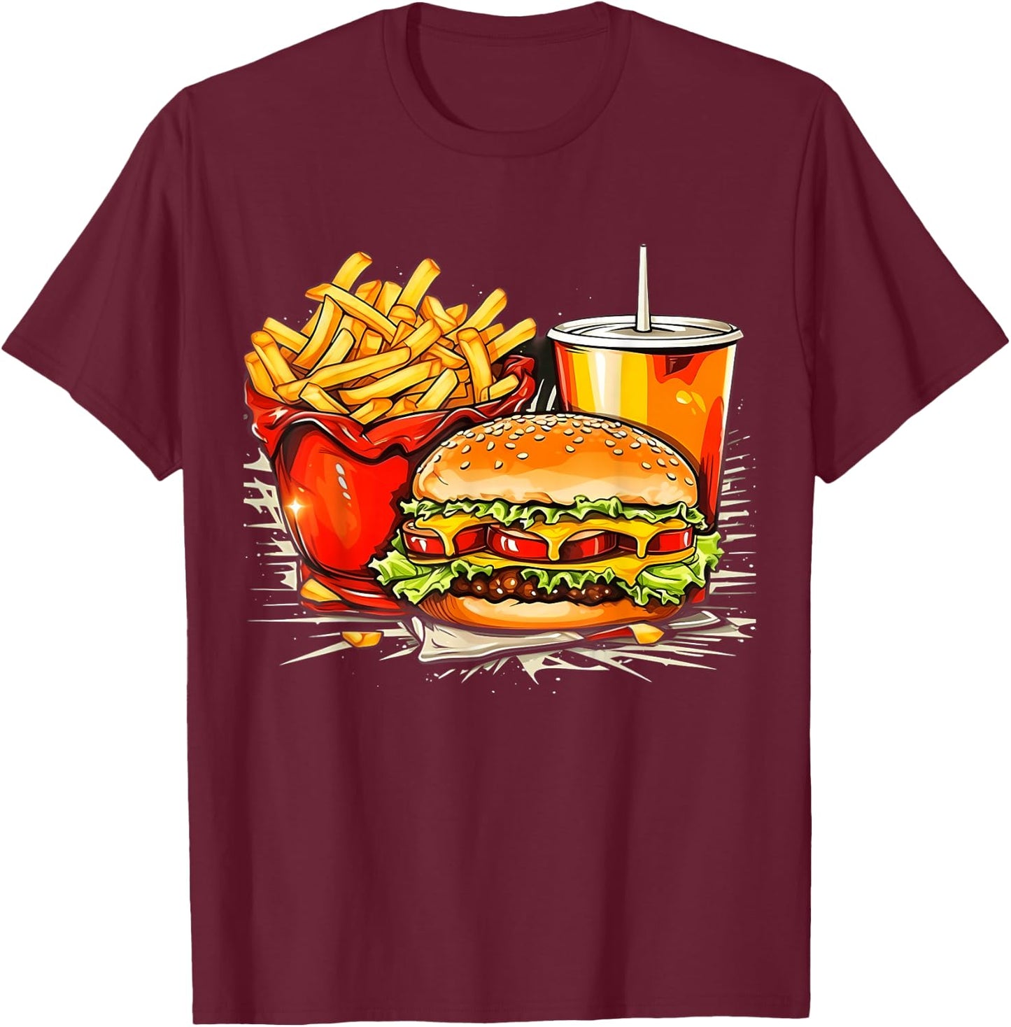 Retro Style Fast Food T-Shirt - T-Shirt | Maroon