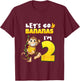 Let's Go Bananas I'm 2 Zoo Animal Jungle Safari 2nd Birthday T-Shirt - T-Shirt | Maroon