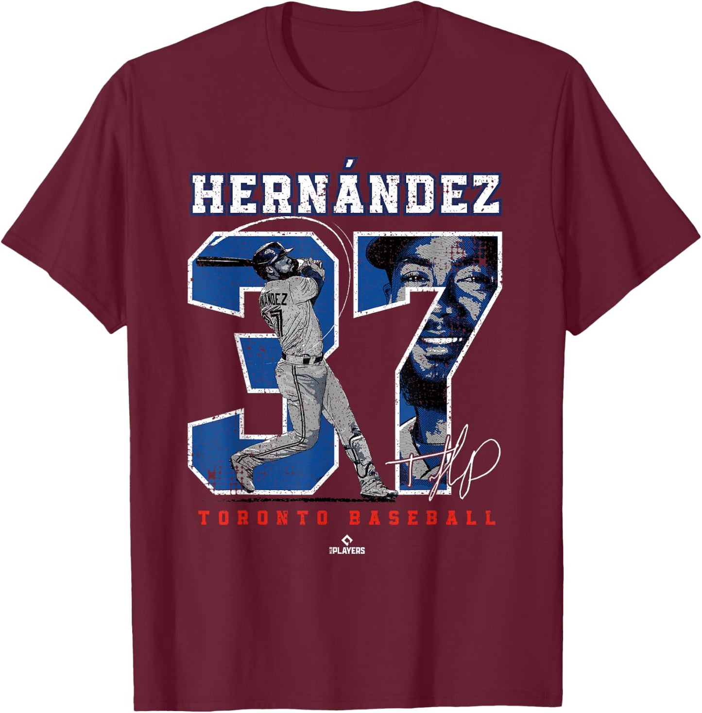 Number and Portrait Teoscar Hernandez Toronto MLBPA T-Shirt - T-Shirt | Maroon