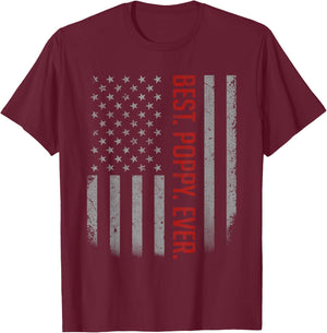 Best Poppy Ever US American Flag Shirt Gift Father's Day T-Shirt - T-Shirt | Maroon