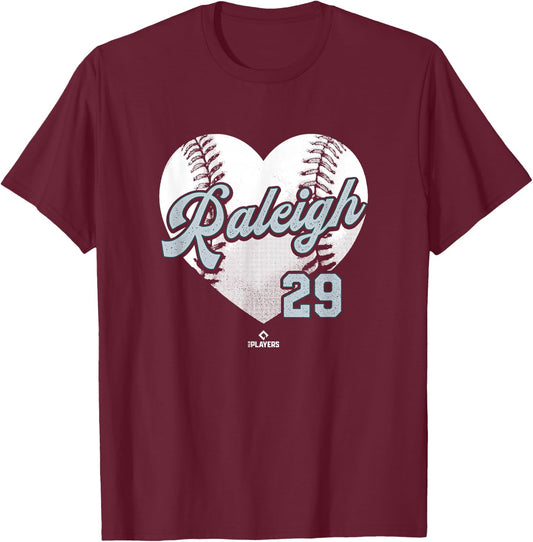 Baseball Heart Cal Raleigh Seattle MLBPA T-Shirt - T-Shirt | Maroon
