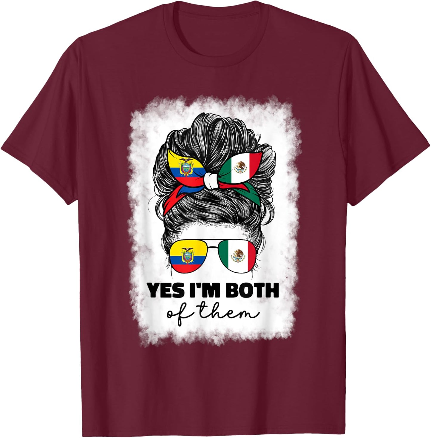 Half Mexican And Ecuadorian Mexico Ecuador Flag Girl Women T-Shirt - T-Shirt | Maroon