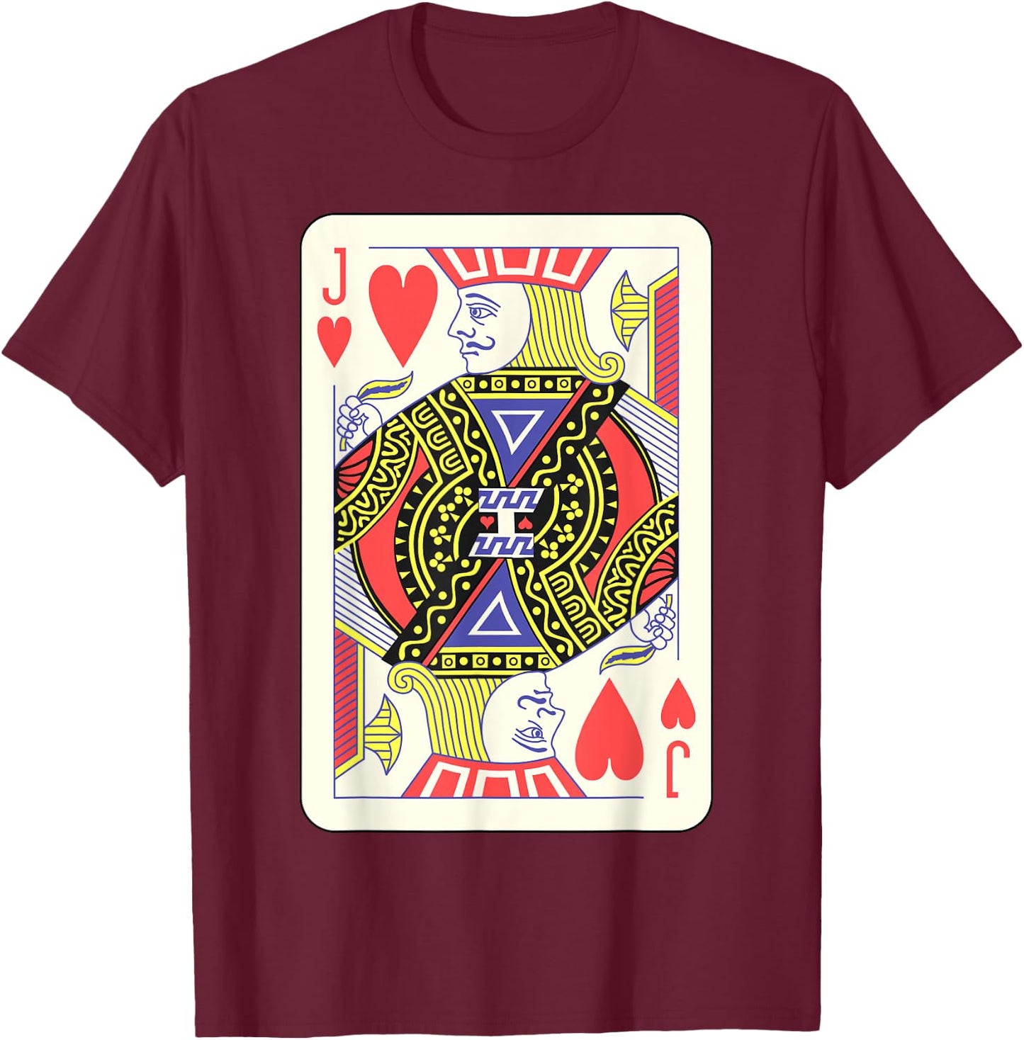 Jack of Hearts Playing Card | Couples Halloween Costume T-Shirt - T-Shirt | Maroon