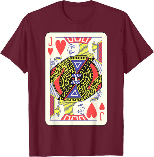 Jack of Hearts Playing Card | Couples Halloween Costume T-Shirt - T-Shirt | Maroon