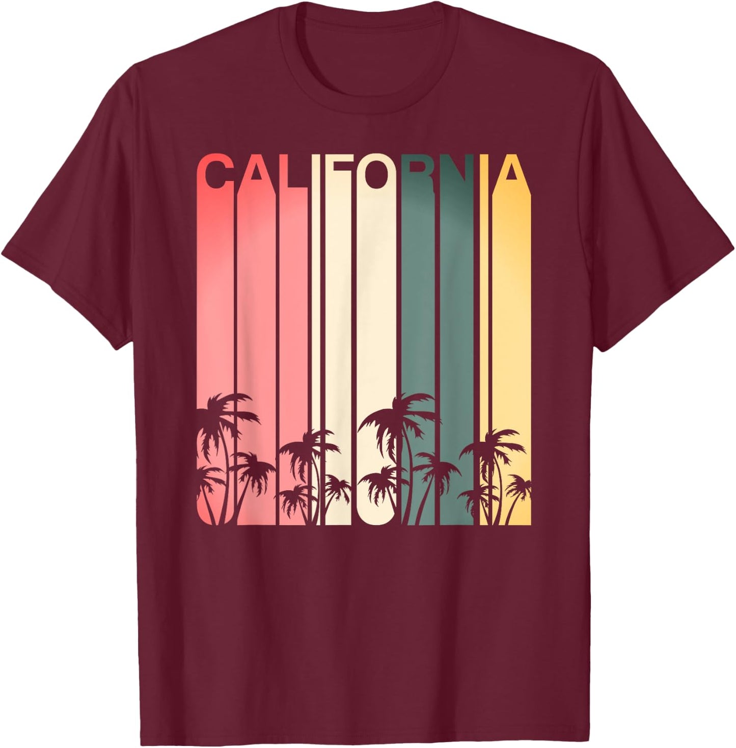 Retro California Surf Vintage Beach San Diego Orange County T-Shirt - T-Shirt | Maroon
