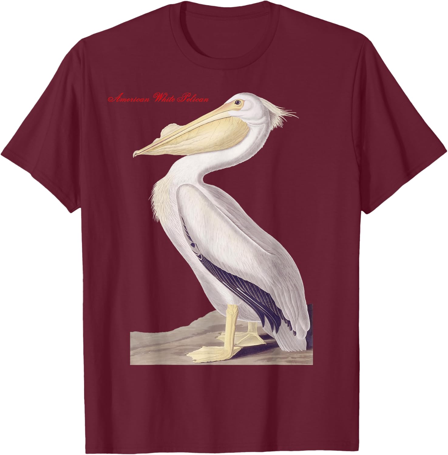 Audubon American White Pelican Birds Education Nature T-Shirt - T-Shirt | Maroon