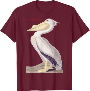 Audubon American White Pelican Birds Education Nature T-Shirt - T-Shirt | Maroon
