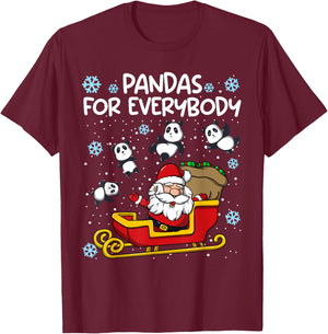 Pandas for Everybody Santa Sled Funny Christmas Panda Bear T-Shirt - T-Shirt | Maroon