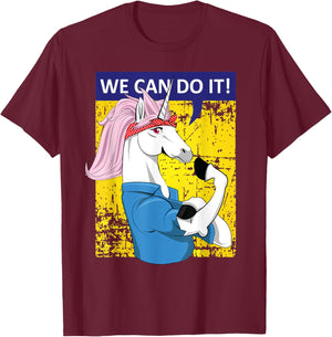 We can do it Rosie the Riveter Unicorn Gifts T-Shirt - T-Shirt | Maroon