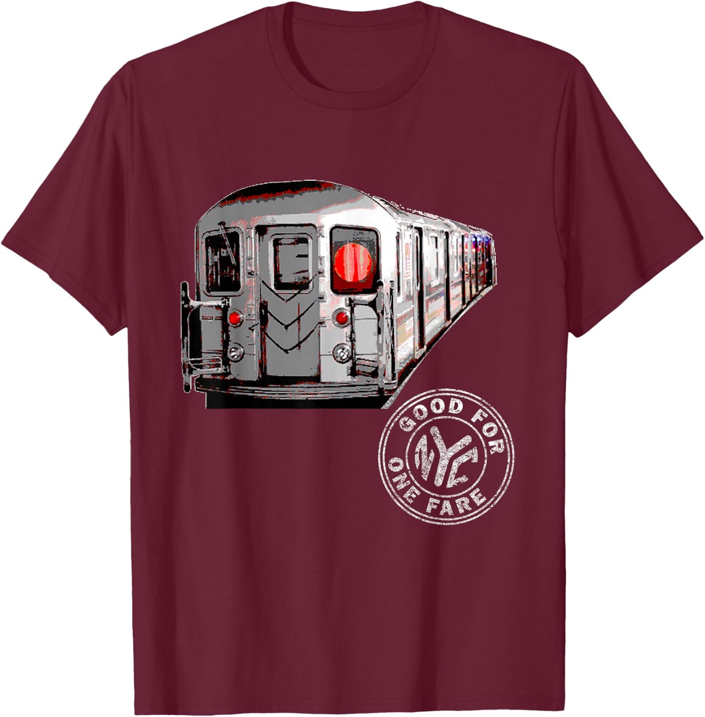 NYC Subway Train Car Retro New York City Subway Token T-Shirt - T-Shirt | Maroon