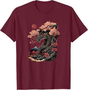 Japanese Aesthetic Dragon japanese art Japan Tattoo T-Shirt - T-Shirt | Maroon