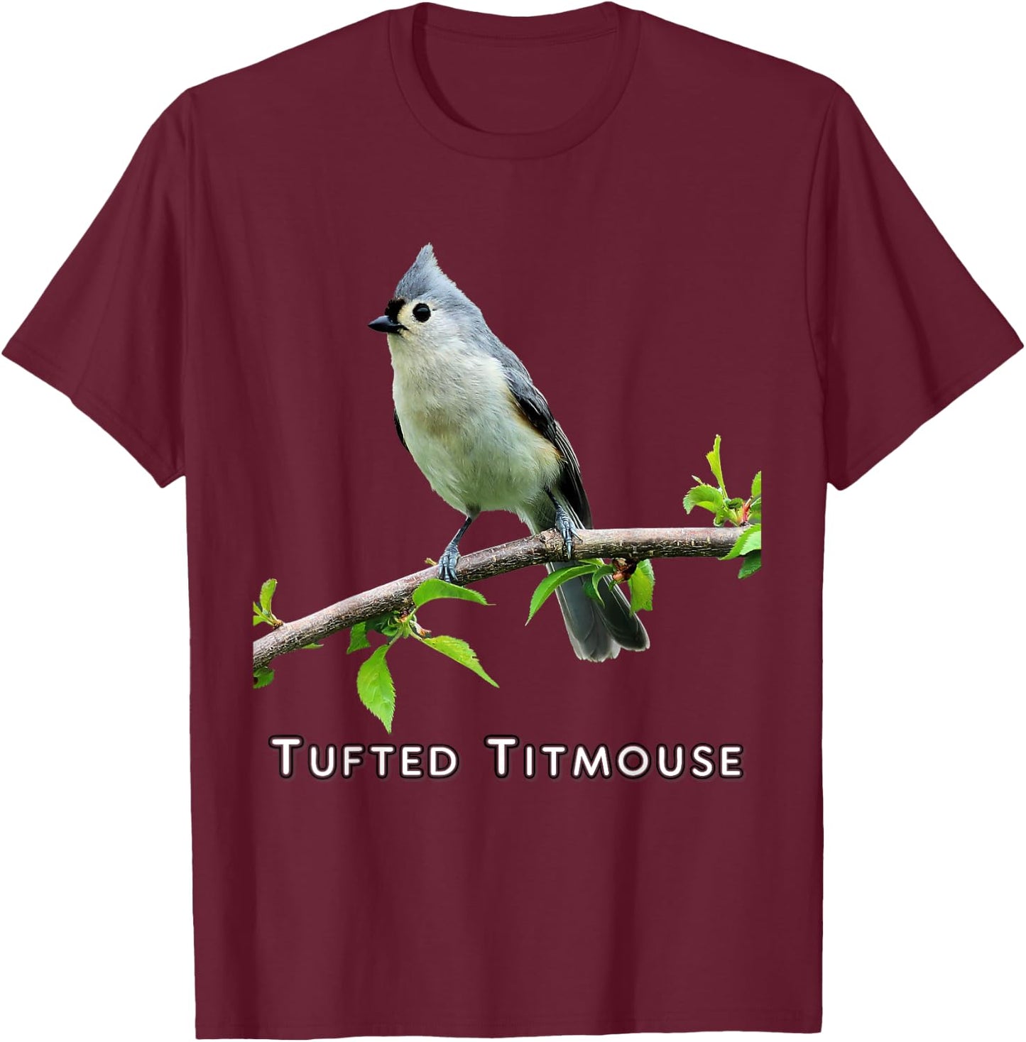 Tufted Titmouse T-Shirt - T-Shirt | Maroon