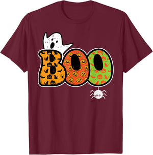 Boo Ghost Spider Retro Groovy Halloween Men Women Kids T-Shirt - T-Shirt | Maroon