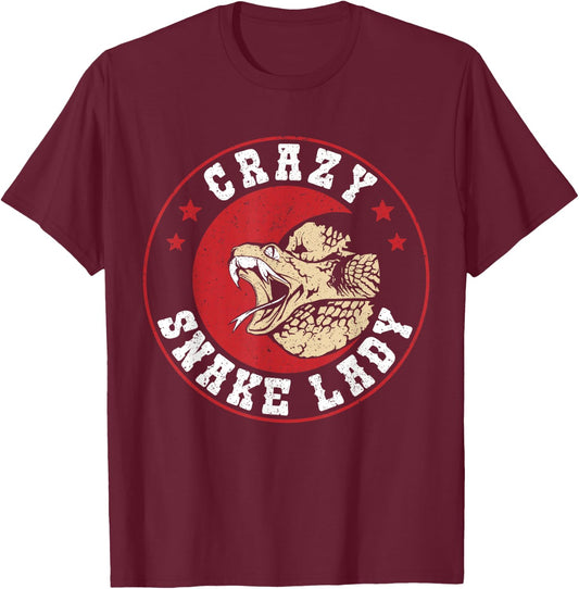 Exotic Pet Snake Reptile Crazy Snake Lady T-Shirt - T-Shirt | Maroon