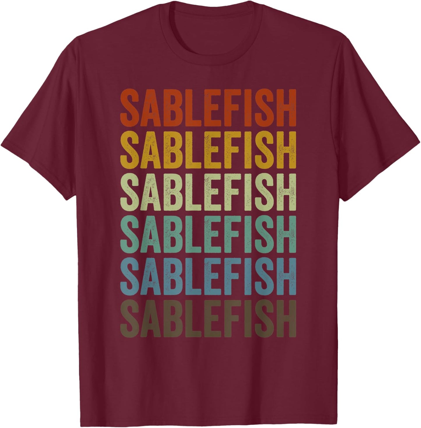 Sablefish Fish Retro T-Shirt - T-Shirt | Maroon