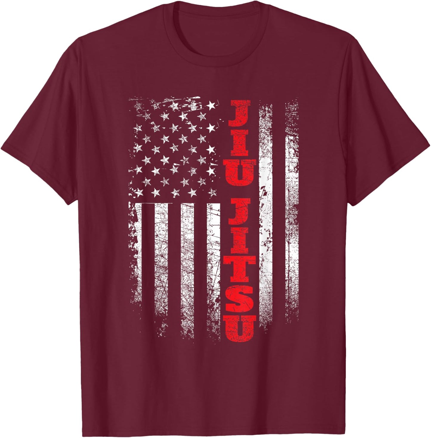 Jiu Jitsu - USA American Flag Martial Arts Ground Fighting T-Shirt - T-Shirt | Maroon