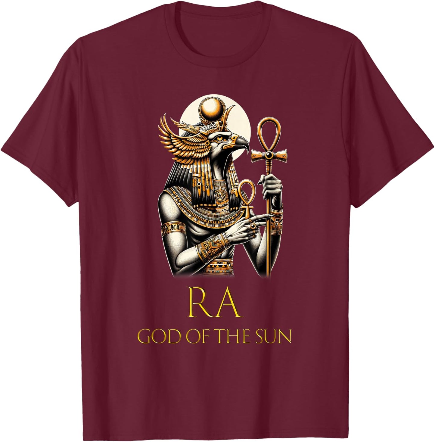Ancient Egyptian God Pharaoh King Ra God of the Sun T-Shirt - T-Shirt | Maroon