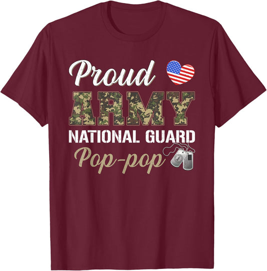 Proud Army National Guard Pop-pop Military Pride Costume T-Shirt - T-Shirt | Maroon