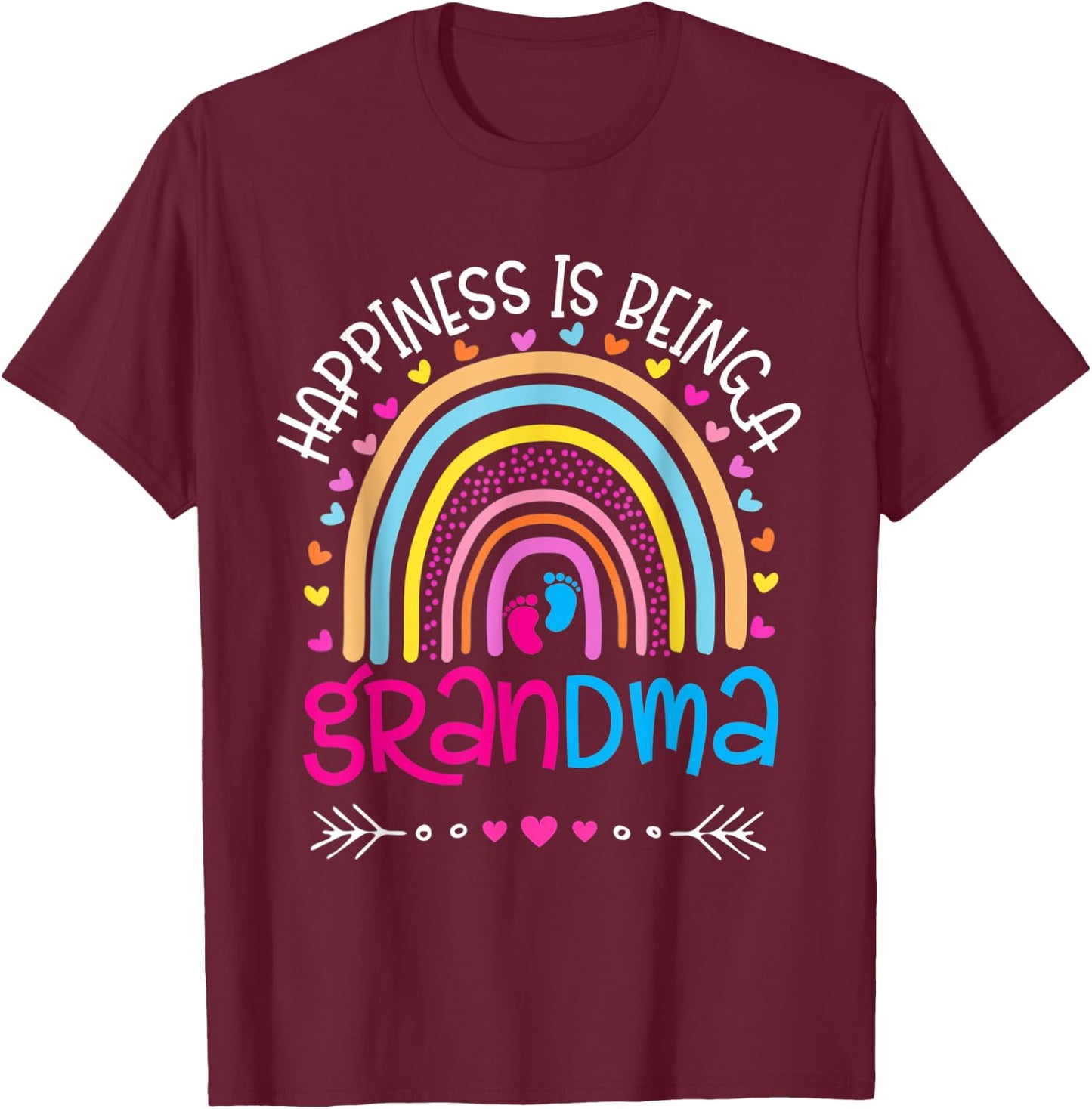 Happiness is being a grandma Rainbow mother's day 2022 T-Shirt - T-Shirt | Maroon