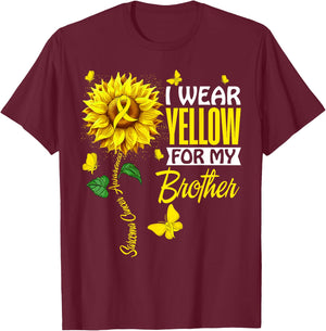 I Wear Yellow For Brother Sarcoma Cancer Awareness Support T-Shirt - T-Shirt | Maroon