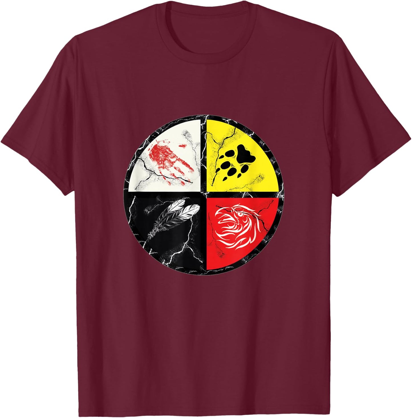 Native American Medicine Wheel T-Shirt - T-Shirt | Maroon