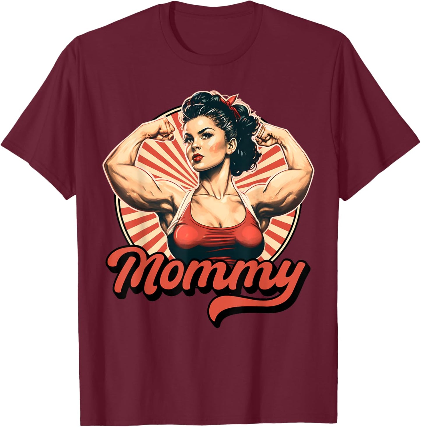 Mommy Retro Weightlifting And Bodybuilding Gym Mom T-Shirt - T-Shirt | Maroon