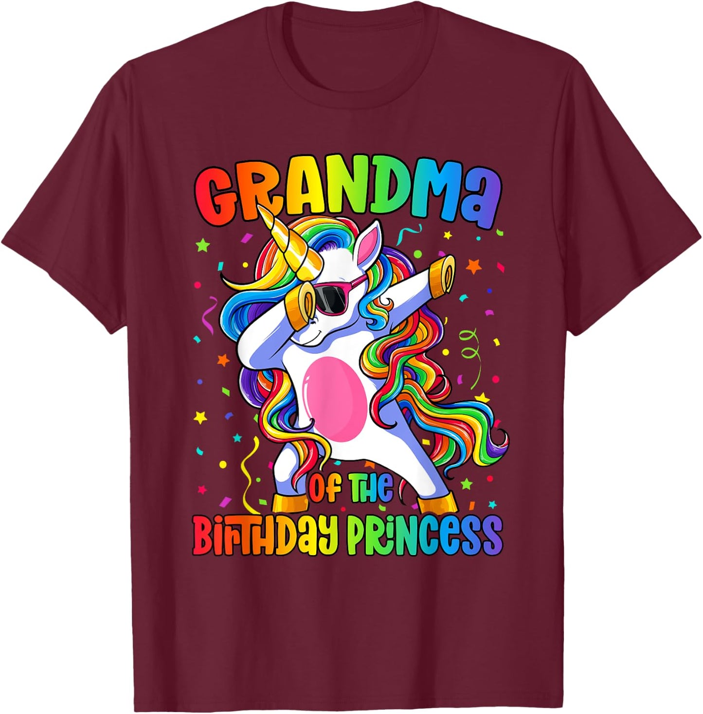 Grandma of the Birthday Princess Shirt Unicorn Grandma T-Shirt - T-Shirt | Maroon