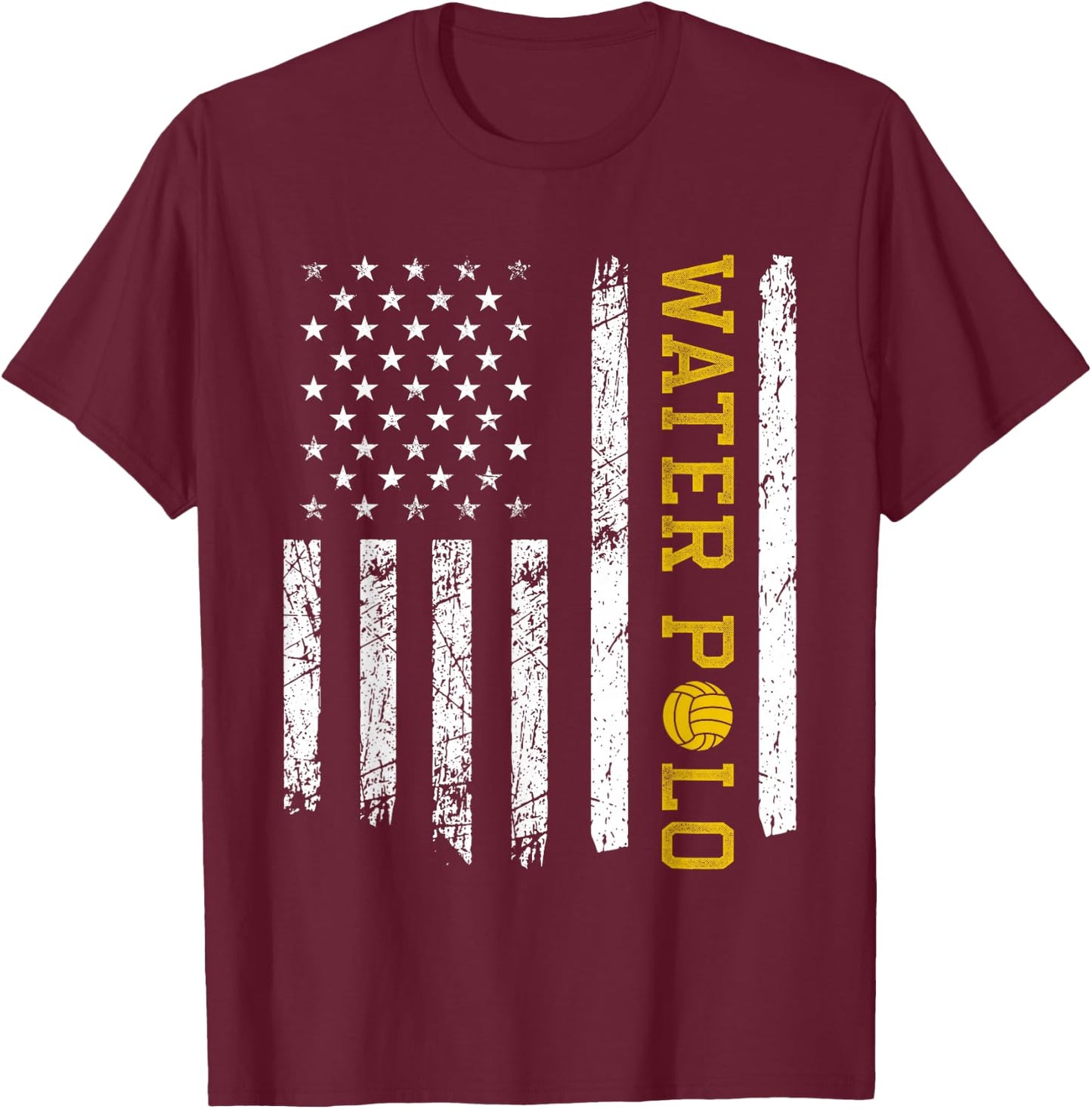 Vintage American USA Flag Water Polo T-Shirt - T-Shirt | Maroon