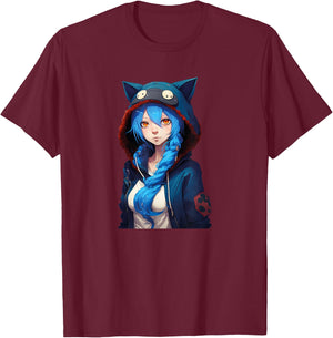 Anime Girl Waifu Japanese Aesthetic Kawaii Otaku T-Shirt - T-Shirt | Maroon